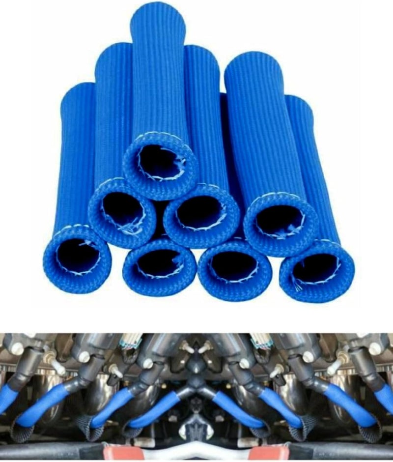 Ummickl Store Spark Plug Wire Heat Shield 8pcs 2500° Spark Plug Heat Shield Sleeve Spark Plug Boot Protector Spark Plug Covers For LS1/LS2 (Blue) - Image 1